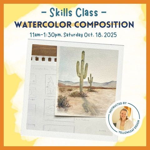 Yellow Leaf Designs Watercolor Composition