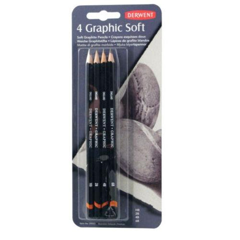 DERWENT SOFT GRAPHITE SKETCHING PENCIL SET OF 4