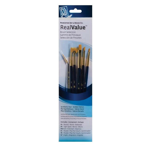 PRINCETON REAL VALUE BRUSH SET 9133 GOLDEN TAKLON 6 PACK