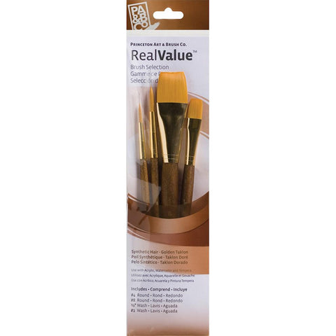 PRINCETON REAL VALUE GOLDEN TAKLON 4 PACK BRUSHES 9146