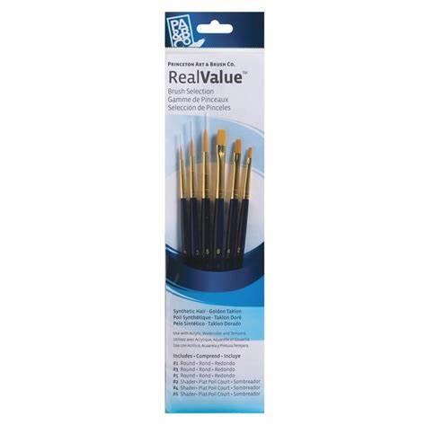 PRINCETON REAL VALUE GOLDEN TAKLON 6 PACK BRUSHES 9137