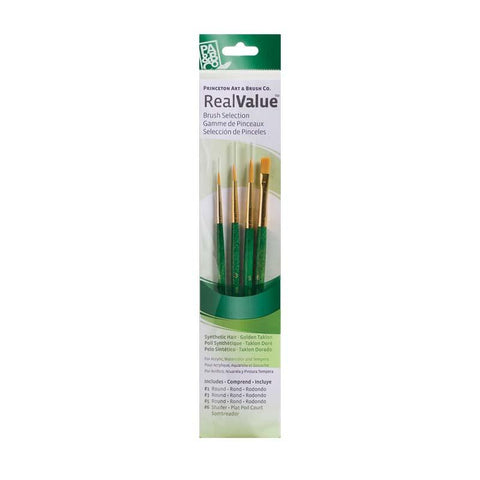 PRINCETON REAL VALUE GOLDEN TAKLON 4 PACK BRUSHES 9115