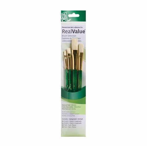 PRINCETON REAL VALUE NATURAL BRISTLE 4 PACK BRUSHES 9112